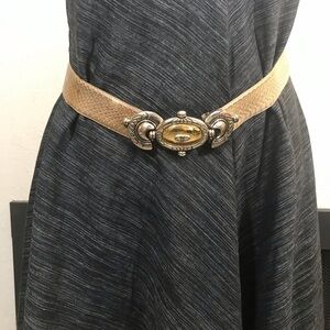 Dame Adjustable Snakeskin Large Buckle Belt
